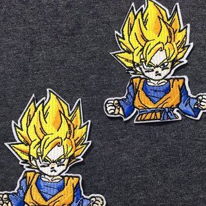 (2) Dragon Ball Z Iron On Patches dbz BADGES ANIME goten goku gohan dragonball